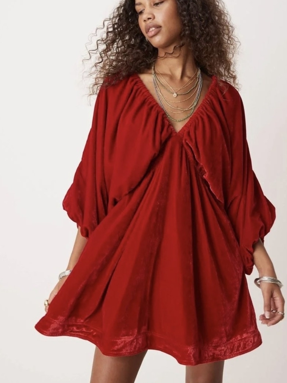 Free People Red Velvet Mini Dress